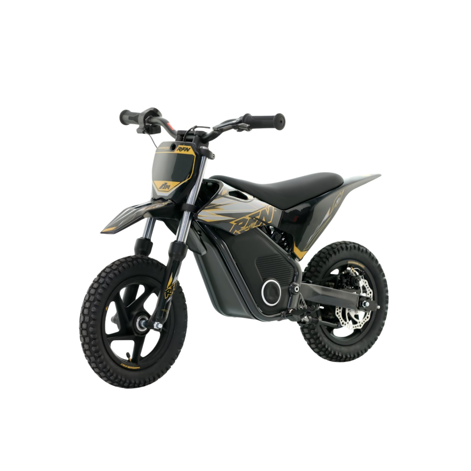 Mini cross eléctrica X-EMOTOS RFN Warrior SX-E250 12/12” para niños, negro, con potencia de 250W y diseño robusto.