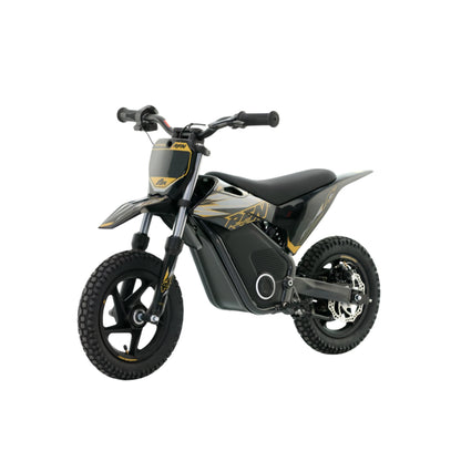 Mini cross eléctrica X-EMOTOS RFN Warrior SX-E250 12/12” para niños, negro, con potencia de 250W y diseño robusto.