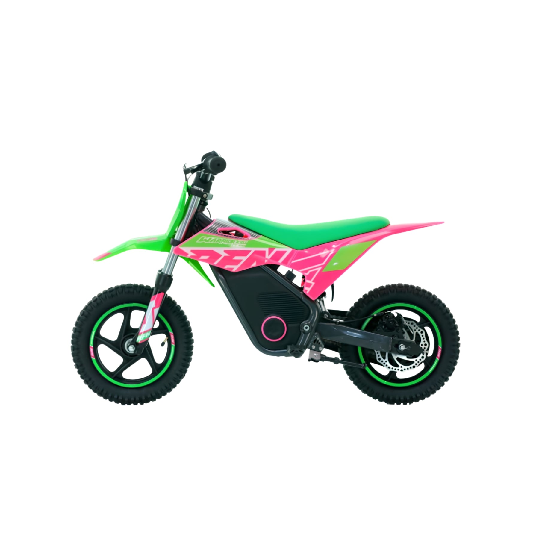 Minicross eléctrica X-EMOTOS RFN Warrior SX-E250 infantil de 12/12 pulgadas y 250W en color verde, vista lateral.