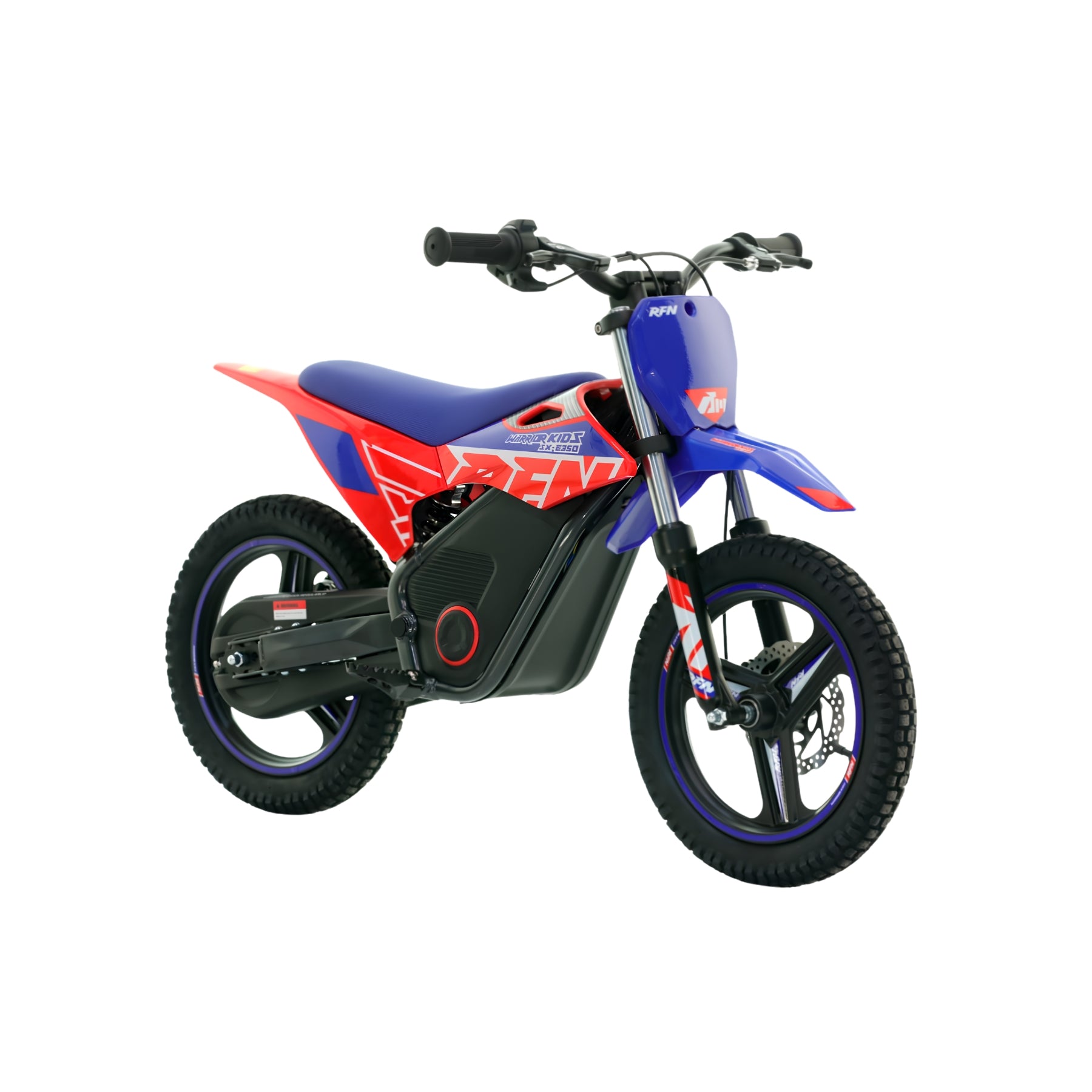 Mini motocicleta eléctrica RFN Warrior SX-E350 para niños, en color rojo, con motor de 350W y neumáticos de 14 pulgadas de X-EMOTOS