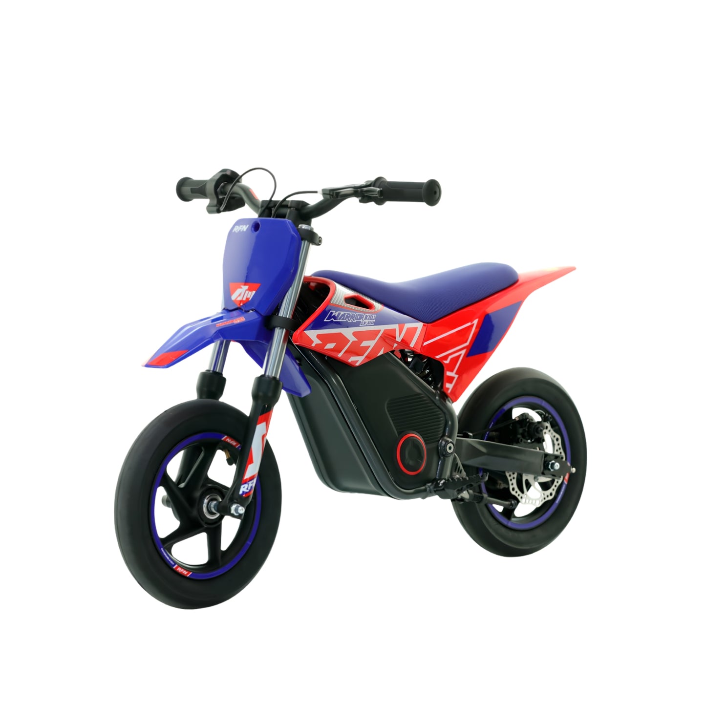 Minimoto eléctrica Apollo RFN Warrior SX-E250 en color rojo, con neumáticos 12/12 y motor de 250W para niños y jóvenes.
