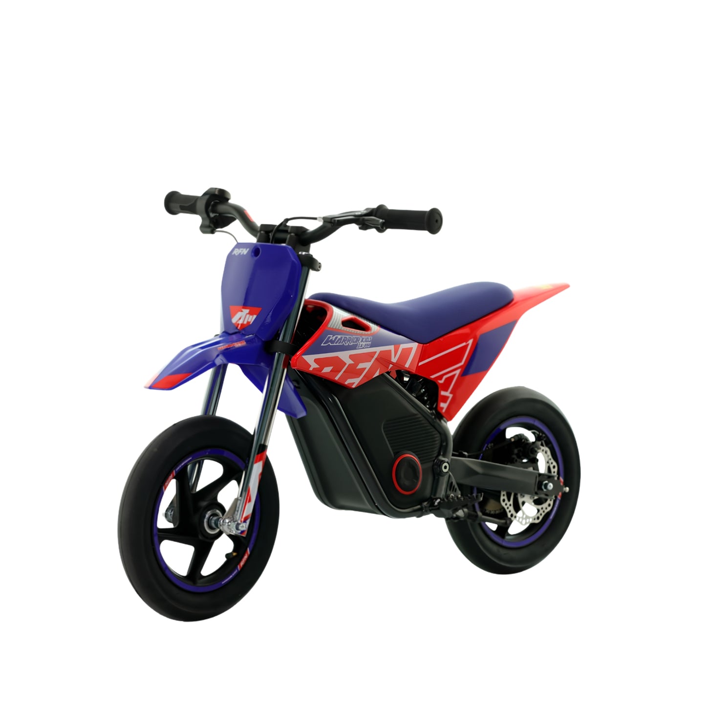 Mini moto eléctrica Apollo RFN Warrior Kids SX-E150 de 150W con neumáticos de 12/12 pulgadas, ideal para niños, estilo supermotard.