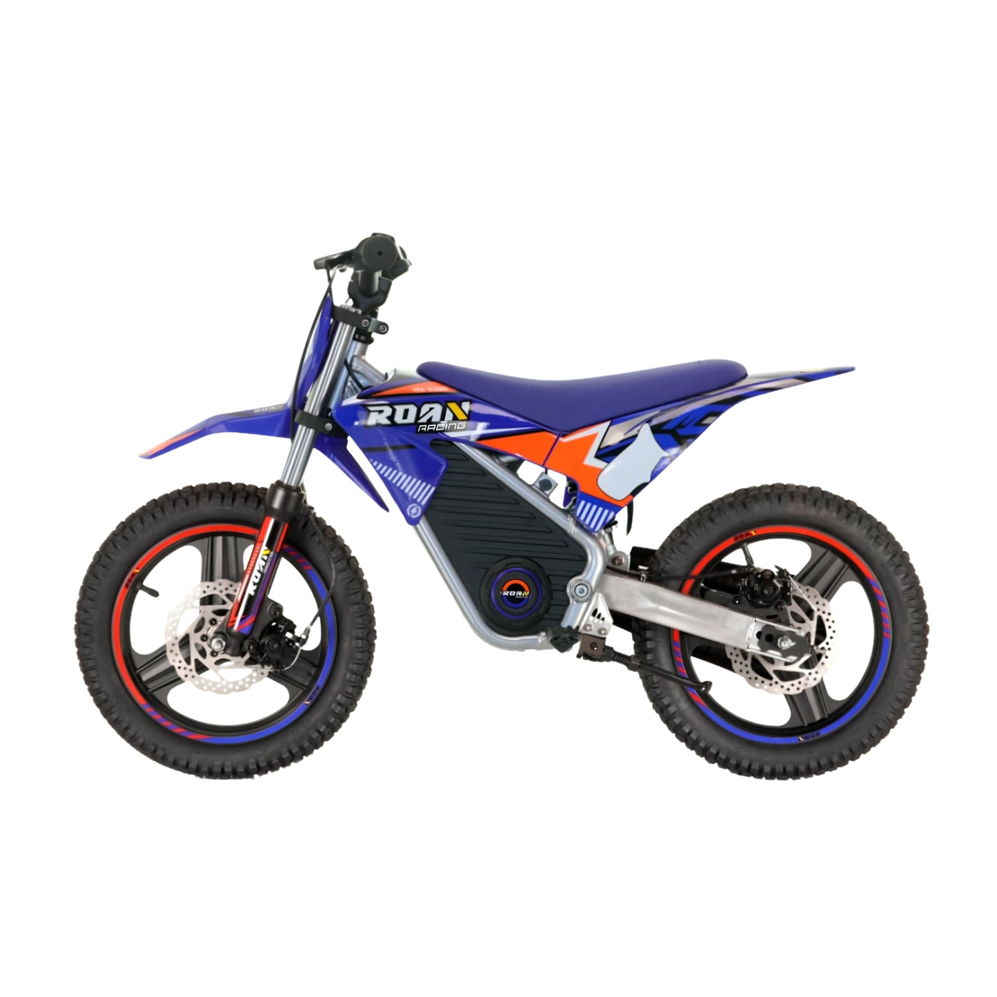 Minimoto eléctrica X-EMOTOS Warrior MX-E350 azul de 14/14 pulgadas, motor de 350W para niños y jóvenes.