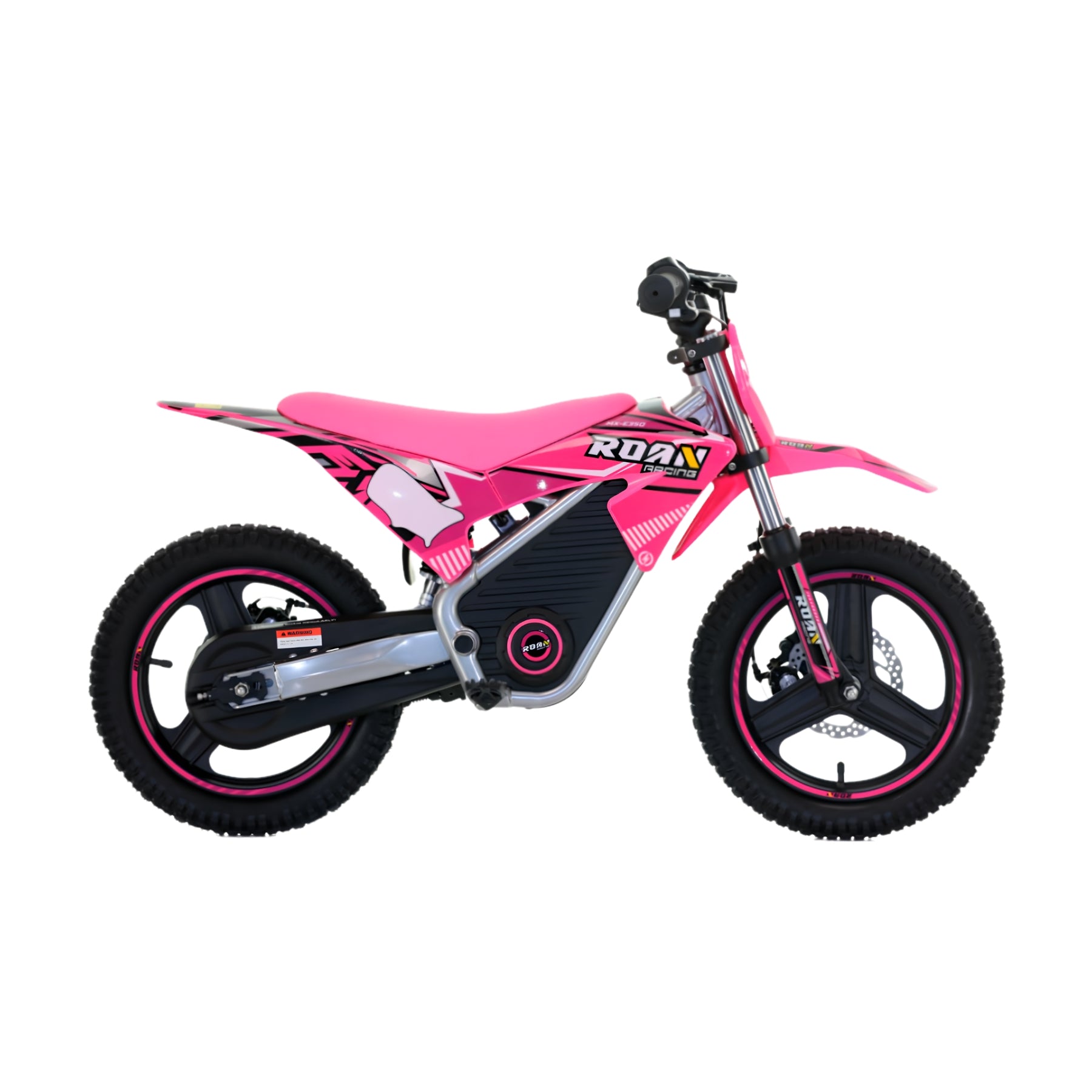 Moto eléctrica para niños X-EMOTOS Warrior MX-E350 14/14, en color rosa, con motor de 350W y diseño deportivo.