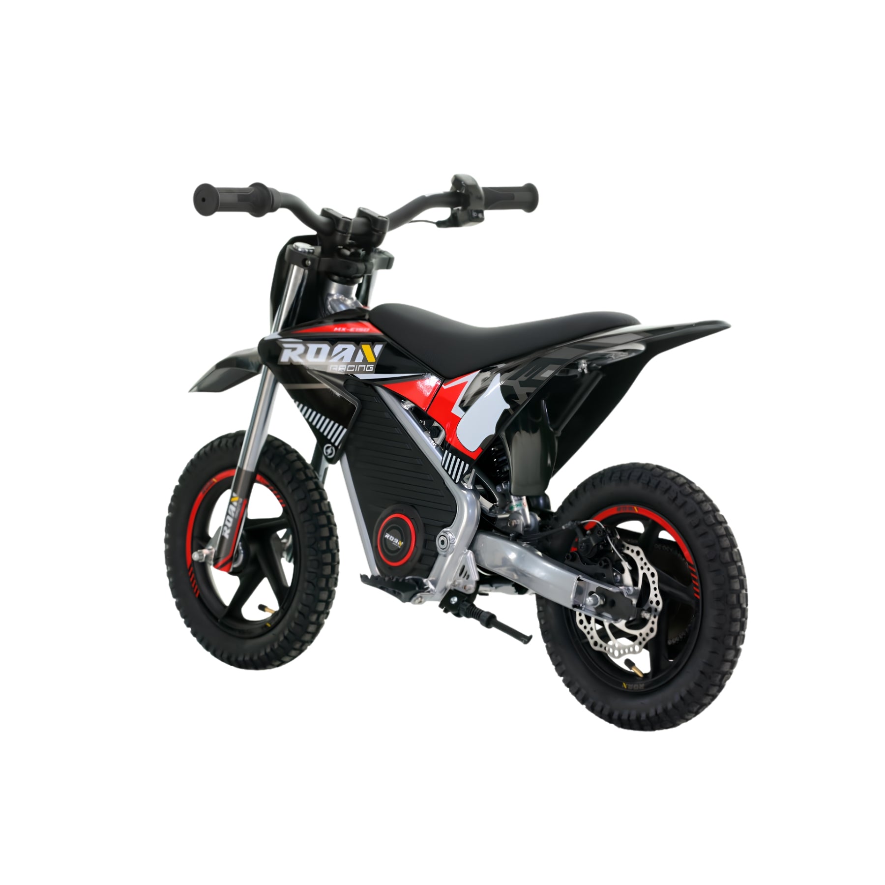 Mini moto eléctrica Warrior MX150 150W en color roan, con diseño deportivo de la marca X-EMOTOS.