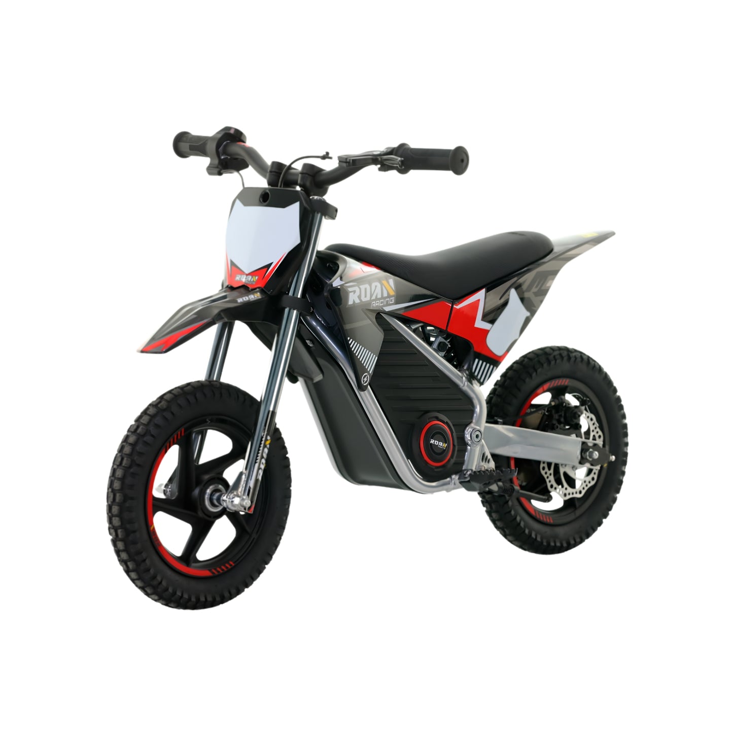 Mini moto eléctrica X-EMOTOS Warrior 150W roan MX150, vista de la moto eléctrica de tamaño compacto y color roan.