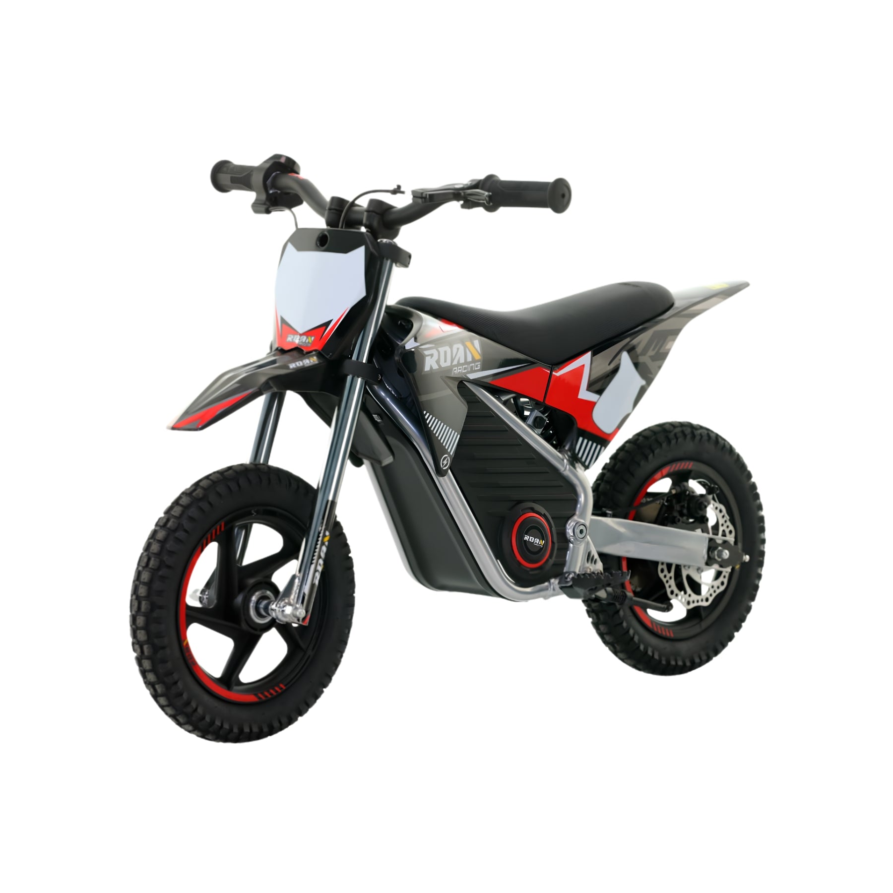 Mini moto eléctrica X-EMOTOS Warrior 150W roan MX150, vista de la moto eléctrica de tamaño compacto y color roan.