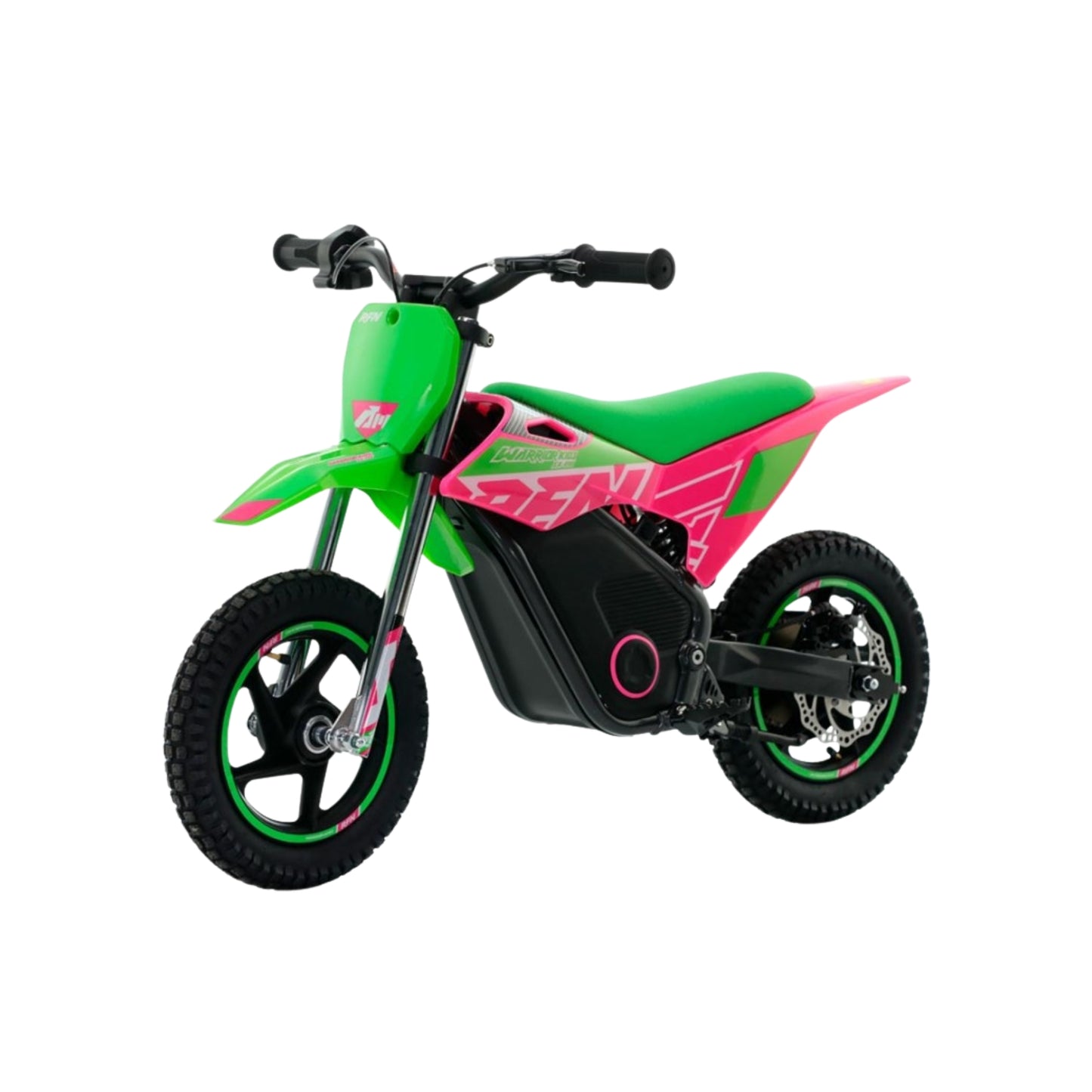 Minicross eléctrica X-EMOTOS RFN Warrior SX-E150 de 150W y 12 pulgadas en color verde, perfecta para niños y principiantes.