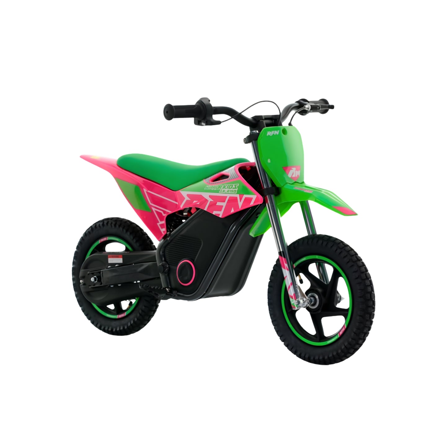 MiniMoto eléctrica RFN Warrior SX-E150 de 12 pulgadas en color verde, de la marca X-EMOTOS, con potencia de 150W.