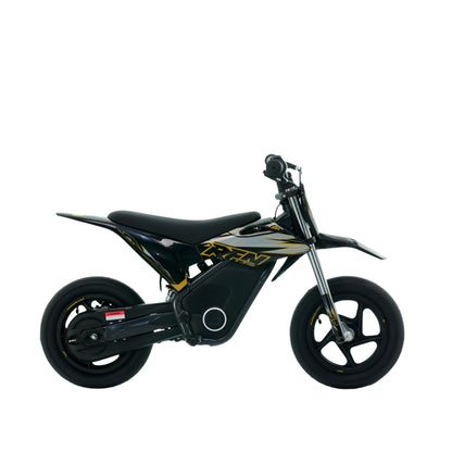Minimoto eléctrica APOLLO RFN Warrior Kids SX-E150 150W, negro, con neumáticos de 12 pulgadas, diseñada para niños supermotard