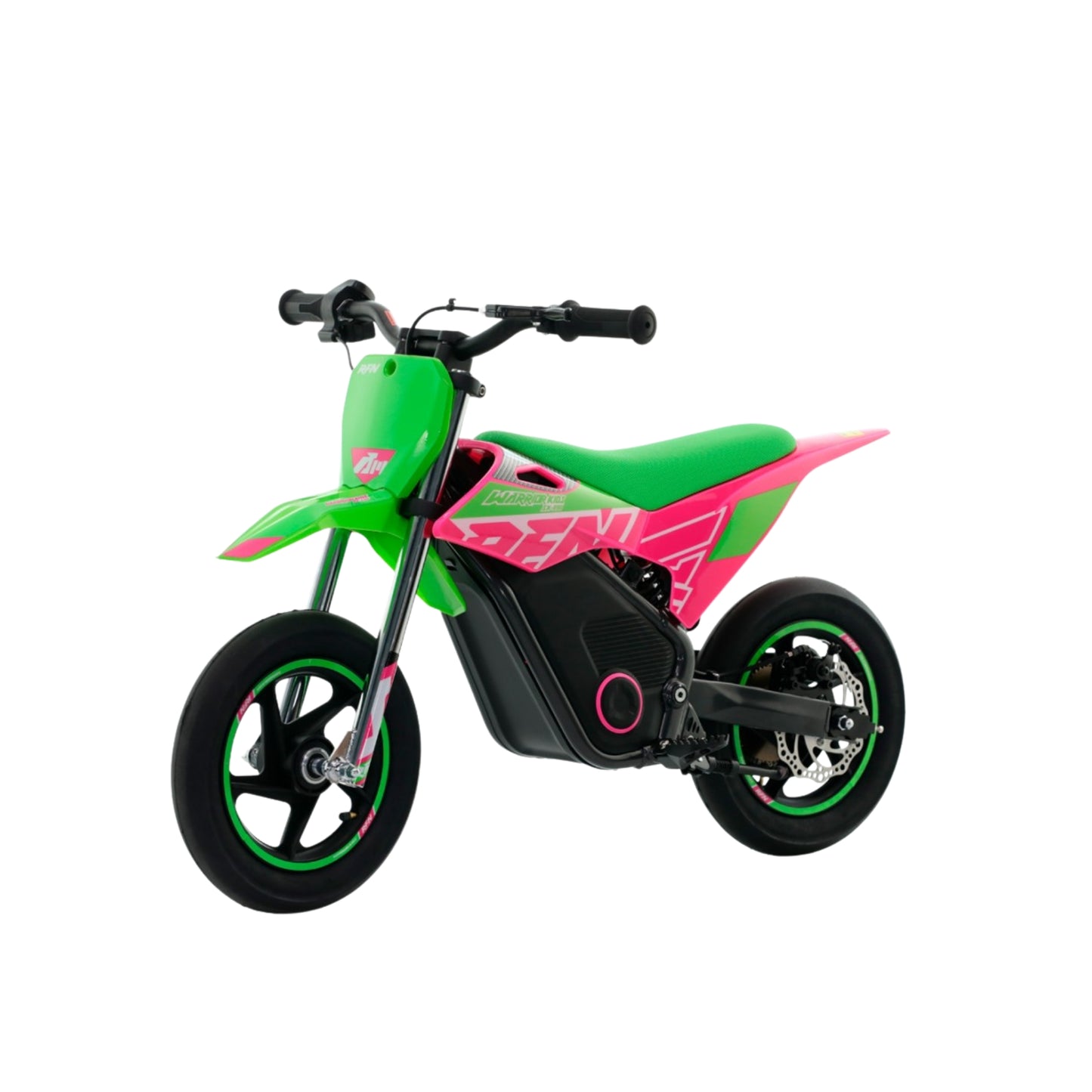 Minimoto eléctrica APOLLO RFN Warrior Kids SX-E150 de 150W, color verde, con neumáticos de 12 pulgadas, para niños.