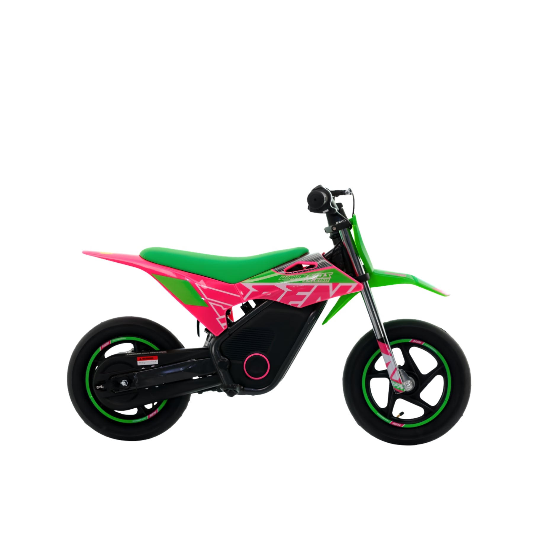 Moto eléctrica para niños APOLLO RFN Warrior Kids SX-E150, 150W, 12/12” supermotard en color verde.